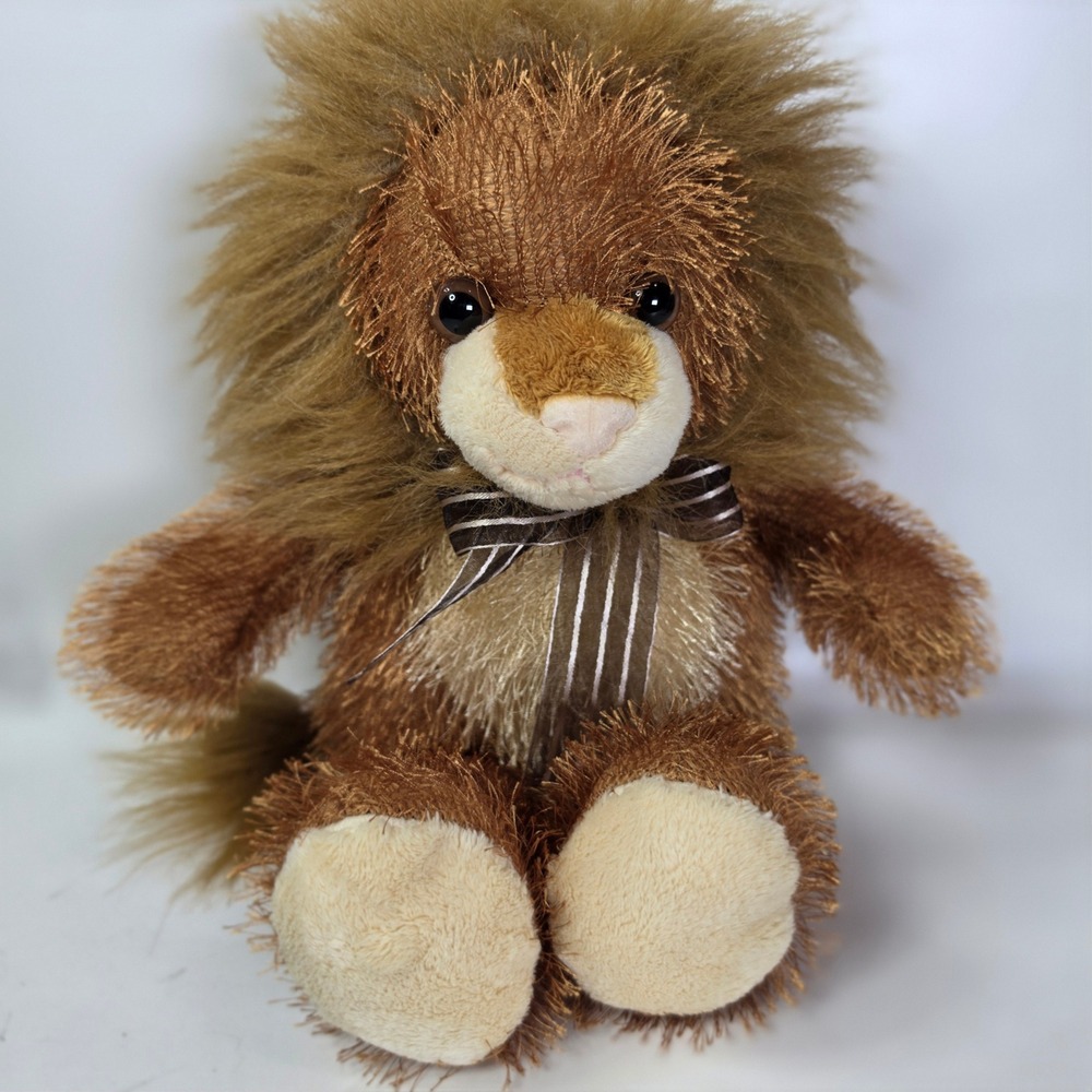 Aurora World People Pals Brown Lion Plush Stuffed Animal Ribbon Bow Retired HTF